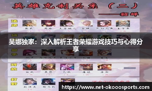 吴娜独家：深入解析王者荣耀游戏技巧与心得分享
